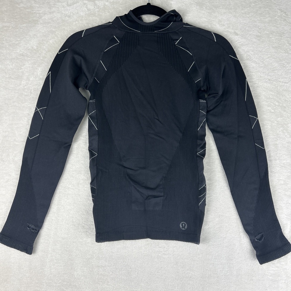 Lululemon Hoodie Hooded Sweatshirt Women Size Small Black Ponytail Stretch Run - Picture 1 of 10